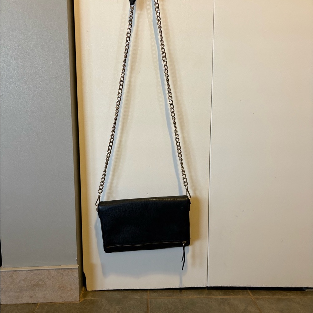 Danier leather Chic Black Crossbody Bag with Chain Strap